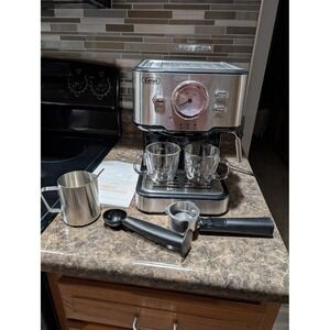 Gevi Espresso Machine Silver Stainless Steel with Milk Frother